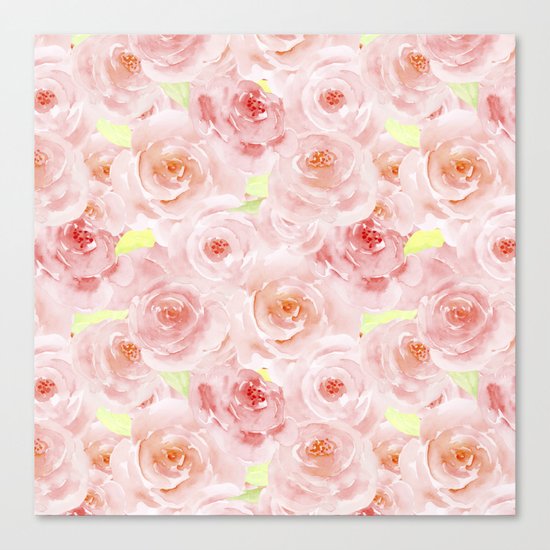 Rose pattern- Beautiful watercolor roses background Canvas Print