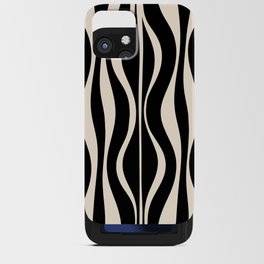 Hourglass Abstract Retro Midcentury Modern Pattern in Black and Almond Cream iPhone Card Case