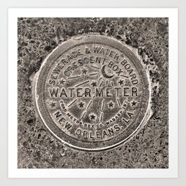 Sepia New Orleans Water Meter Louisiana Crescent City NOLA Water Board Metalwork Art Print