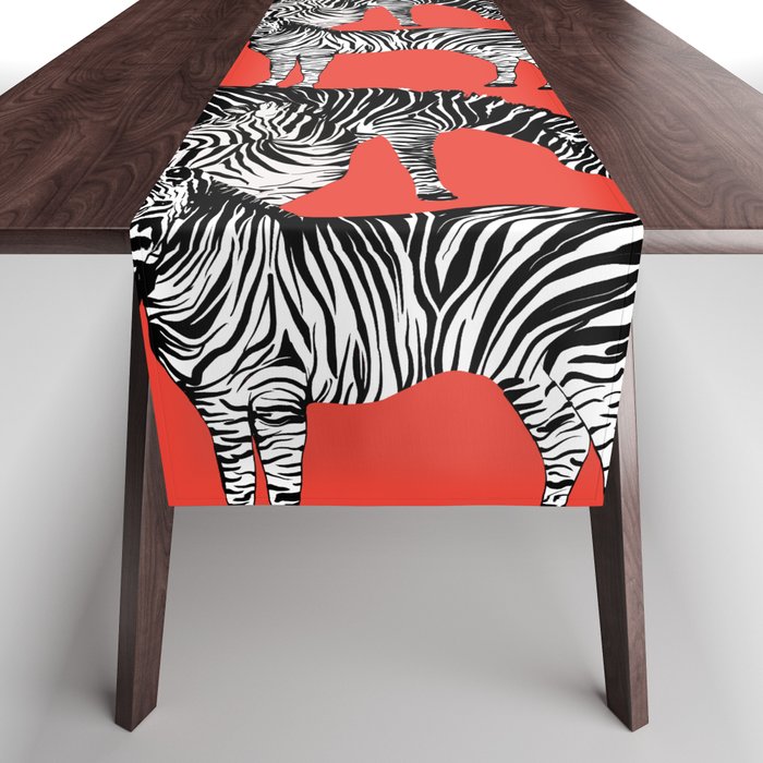 Zebra animal pattern,orange background  Table Runner