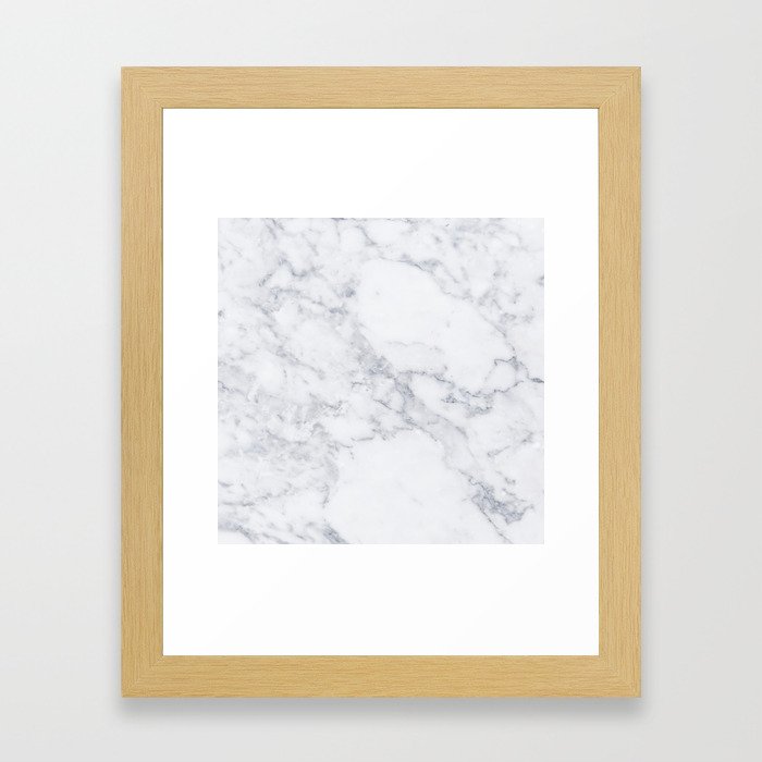 white marble Framed Art Print