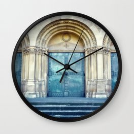 Church door Wall Clock | Vintage, Architecture, Structures, Film, Photo, Churchdoor, Art, Digital, Digital Manipulation, Color 