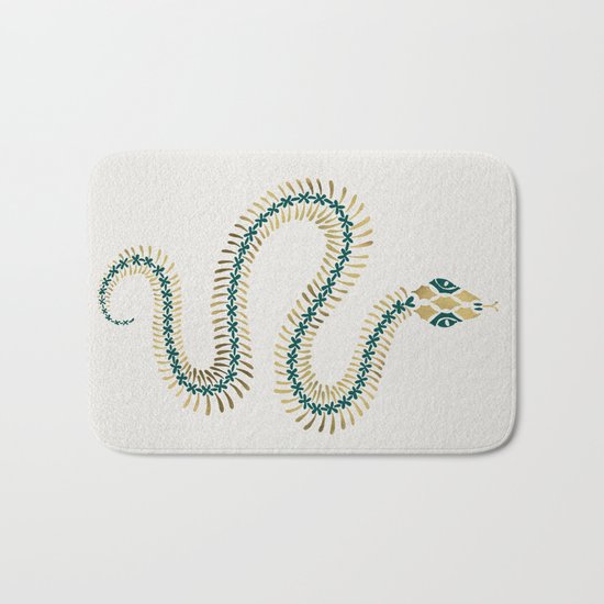 Snake Skeleton – Emerald & Gold Bath Mat
