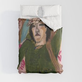Woman in the Green Blouse Duvet Cover
