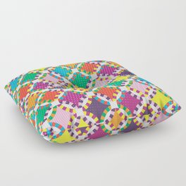 Rainbow Quilt 5 Floor Pillow