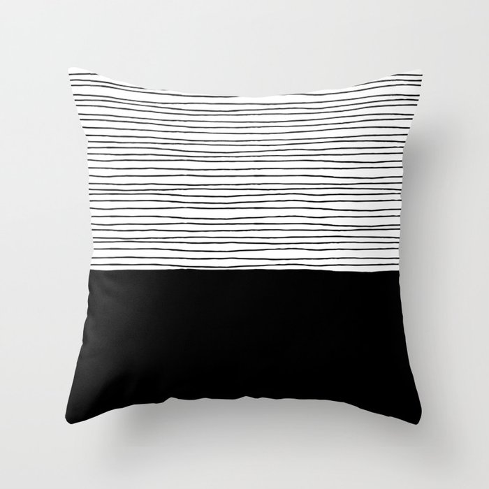 Black and White Lines Throw Pillow