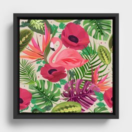 Flamingo resting in paradise Framed Canvas