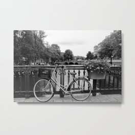 Bike on the Canal in Amsterdam Metal Print