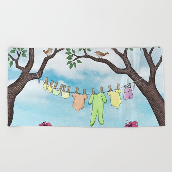 clean baby, happy home Beach Towel