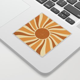Here Comes the Sun Vintage Retro Boho Groovy 70s Sun Rays in Golden Earthy Tones Sticker