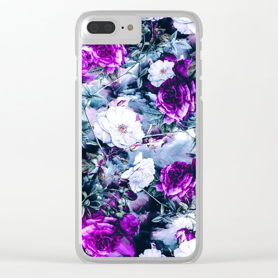 Flowers on Blue Clear iPhone Case
