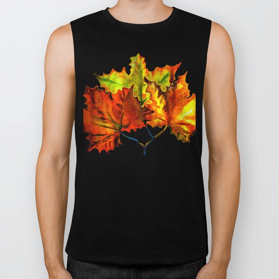 Earth Autumn Leaves Biker Tank