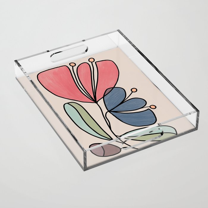 Retro Abstract Floral Print, Vol 1 of 5 Acrylic Tray