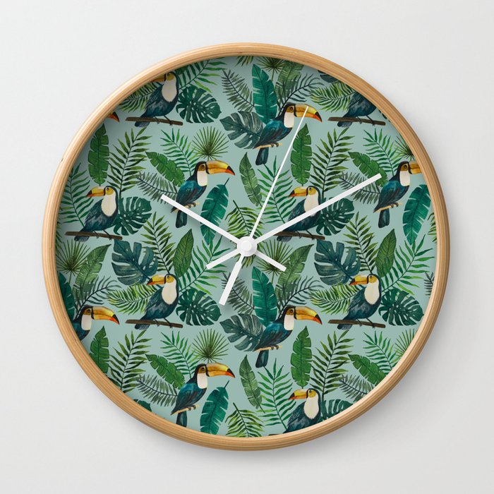Tropical Toucan Pattern Wall Clock