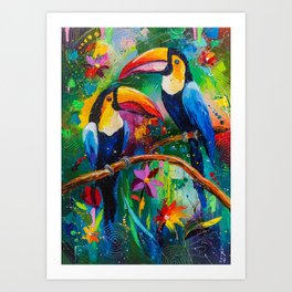 Happy toucans Art Print