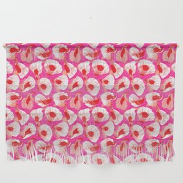 Preppy Room Decor - Pink Red Windy Petals Repeat Pattern Wall Hanging