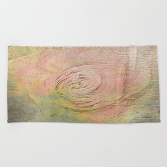 Timeless Vintage Pressed Pastel Rose Beach Towel
