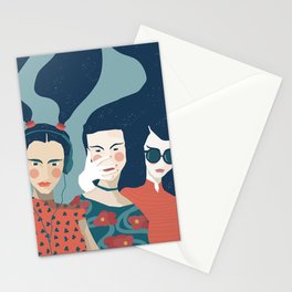 Three Wise Monkeys Stationery Cards | Hands, Music, Red, Figurative, Pattern, Stars, Fashionillustration, Friends, Girl, Graphicdesign 