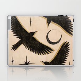Black birds flying with the Moon Laptop Skin