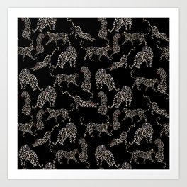 Boho modern black cheetah  Art Print