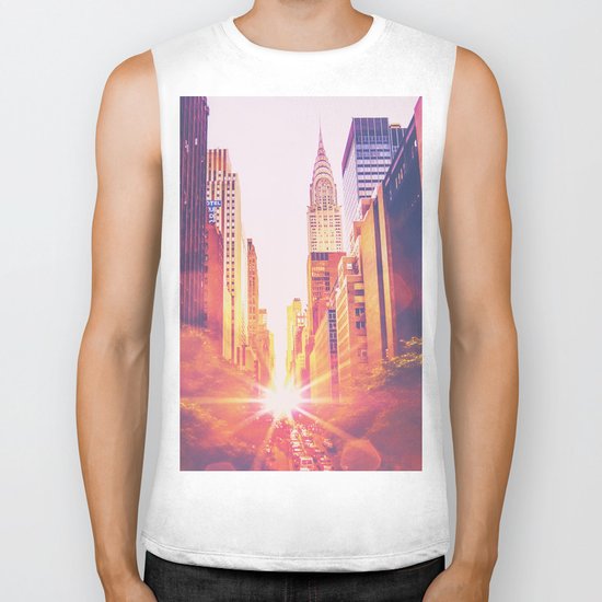New York City Bokeh Sunset Biker Tank