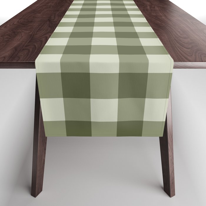 Gingham Pattern - Moss Table Runner by colour poems