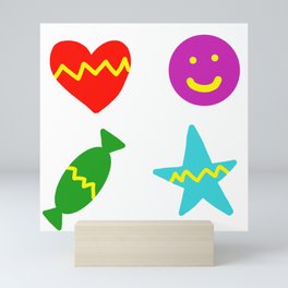 Happy Valentines Day : Heart, Star, Candy and Smile Emojie Mini Art Print