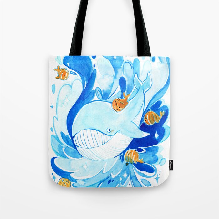 Whale and baby pumpkin whale Tote Bag