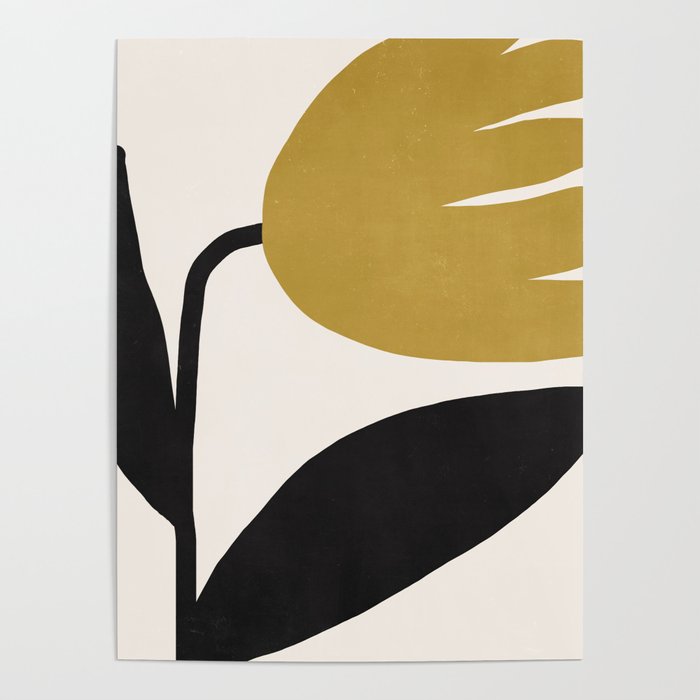Abstract Flora - ochre Poster