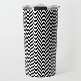 Black & White Whimsical Wave Wavy Lines Pattern Travel Mug