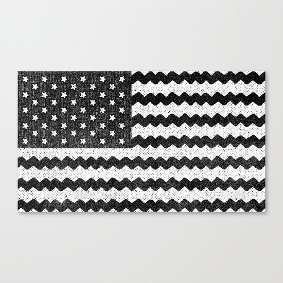 Black Zig Zag Flag Canvas Print