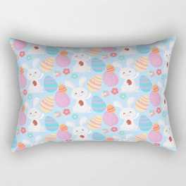 Colorful Pastel Easter Egg Rabbit Pattern Rectangular Pillow