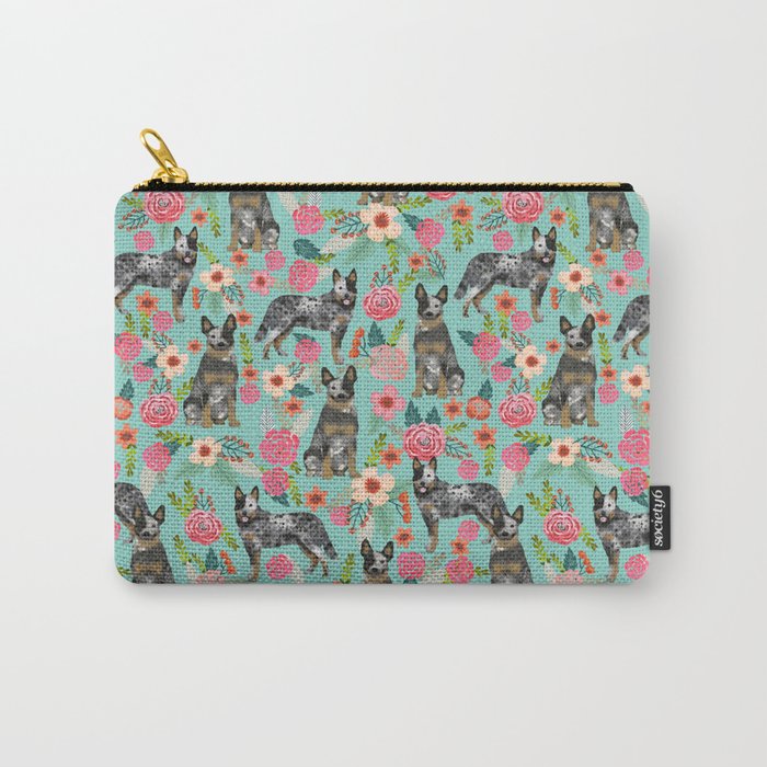 Australian Cattle Dog florals dog breed customized pet portrait by pet friendly Carry-All Pouch