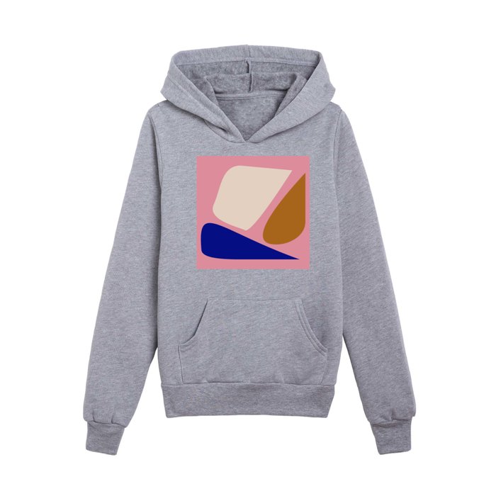 Minimalist Abstract Shapes in Bright Blue, Pink, and Gold Kids Pullover Hoodie