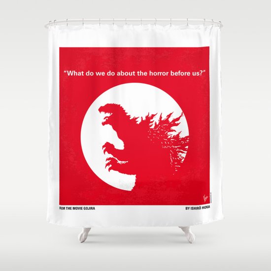 No029-1 My Godzilla 1954 minimal movie poster Shower Curtain