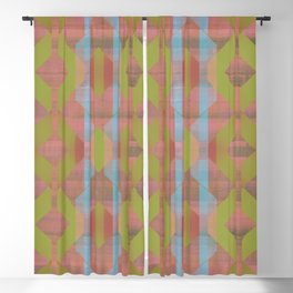 Bold Cyber Midcentury Modern Geometric Abstract Pattern Blackout Curtain