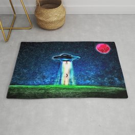 Area 51 Unidentified Flying Object Landscape Rug | Ancient, Ufo, Topsecret, Area51, Unidentified, Spaceship, Painting, Cia, Steampunk, Martians 