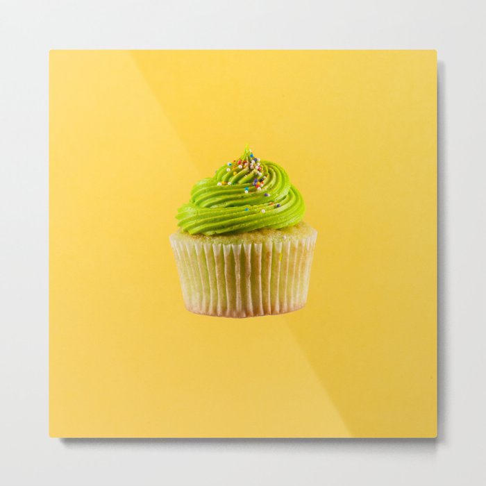 Cupcake Love | Lime Sprinkles on Sunshine Yellow Metal Print