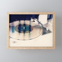 Record On Turntable Framed Mini Art Print