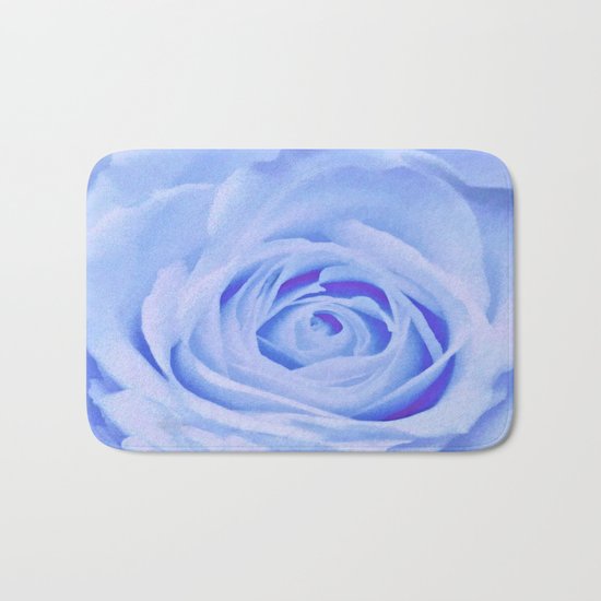 Blue Watercolor Rose Bath Mat