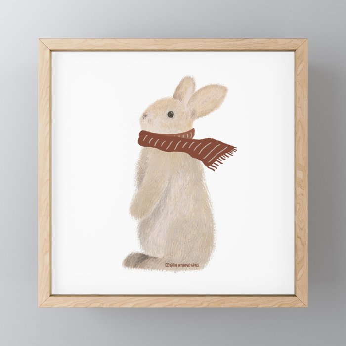 Furry Standing Rabbit in Winter Framed Mini Art Print