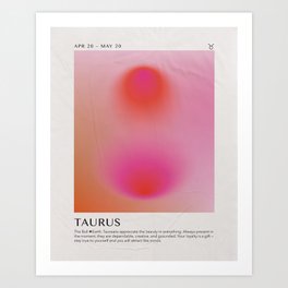 Taurus Astrology Zodiac Aura Gradient Art Print Art Print