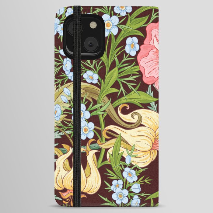 Floral Seamless pattern, background with In art nouveau style, vintage, old, retro style. Colored vintage illustration..  iPhone Wallet Case