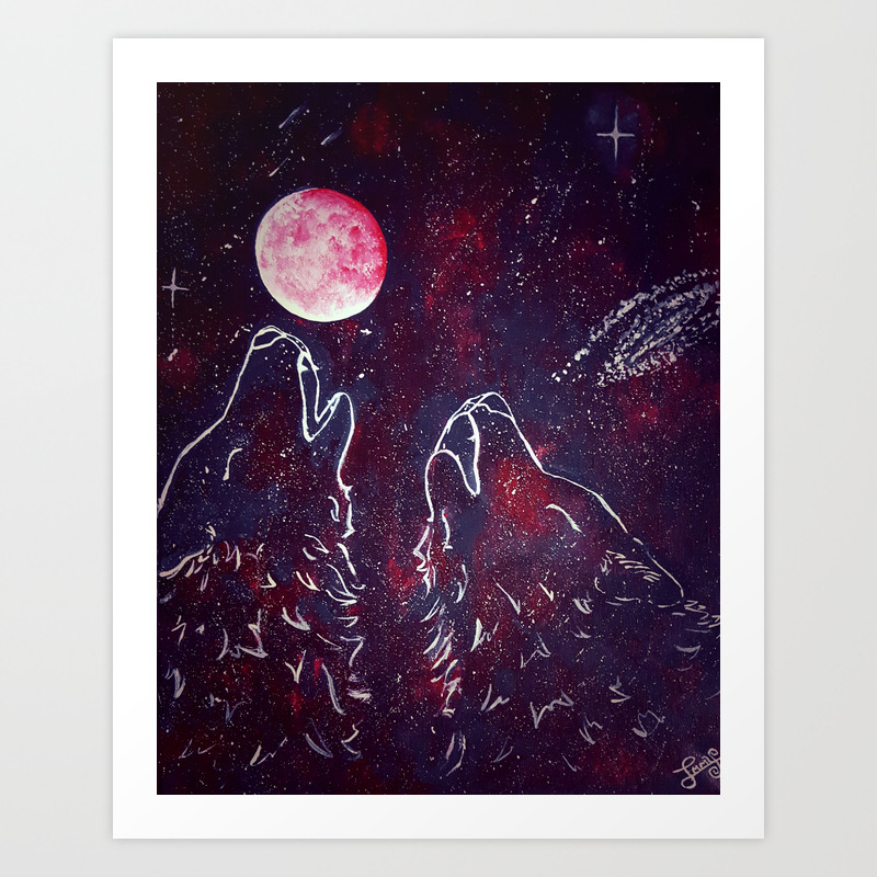 Blood Moon Wolf Painting Art Print By Crypticcharm Society6