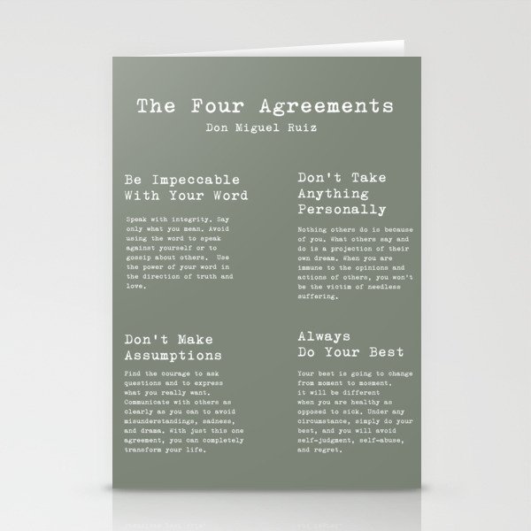 The Four Agreements Green Stationery Cards