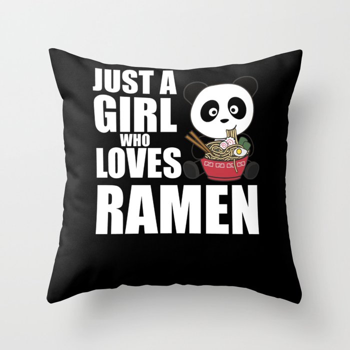 Ramen Japanese Noodle Cute Panda Eats Ramen Throw Pillow