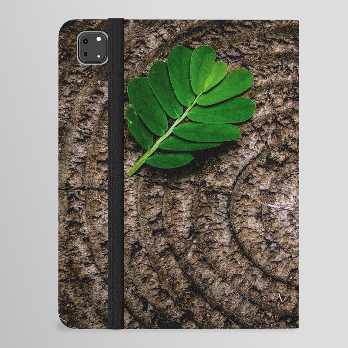 Green leaf Brown wood iPad Folio Case