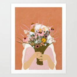 HIDING BEHIND THE FLOWERS illustration Art Print