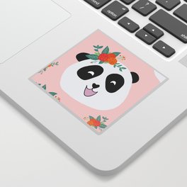 Panda bear with flowers seamless pattern Sticker