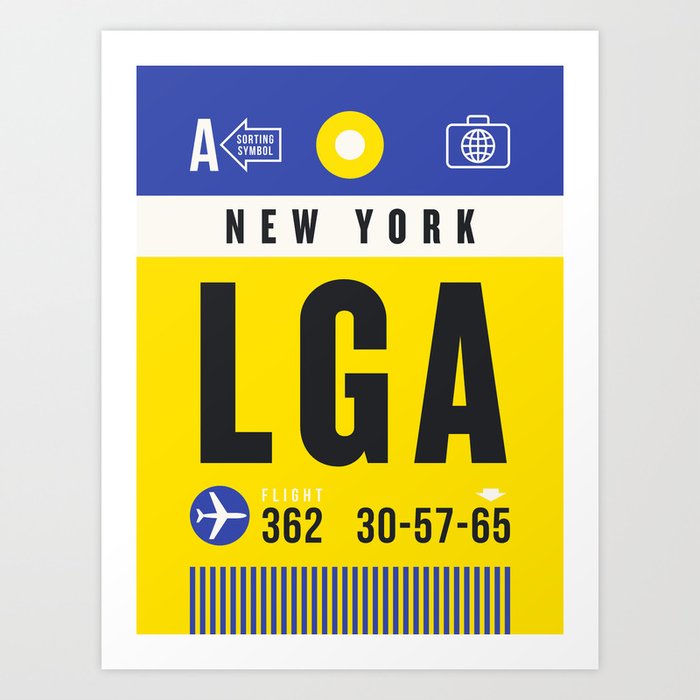 Luggage Tag A - LGA New York USA Art Print